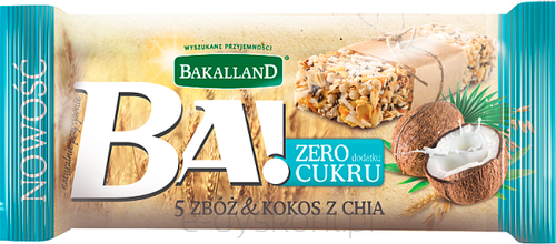 Bakalland Ba! Baton 5 Zbóż Kokos  Chia 30G 