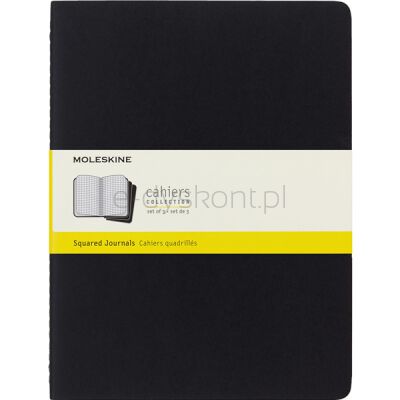 Zestaw 3 Zeszytów Moleskine Cahier Journals XL (19x25cm) w kratkę, 120 stron, czarny