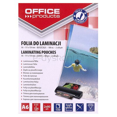 Office Products Folia do laminowania A6, 2x80mikr., błyszcząca, 100szt., transparentna