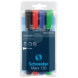 Schneider Zestaw markerów uniwersalnych Maxx 130, 1-3mm, 4 szt., miks kolorów