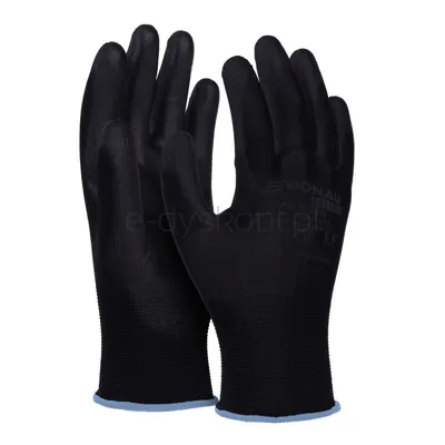 Rękawice Donau Safety Pu Black, Kat. Ii, Rozm. 9, Czarne