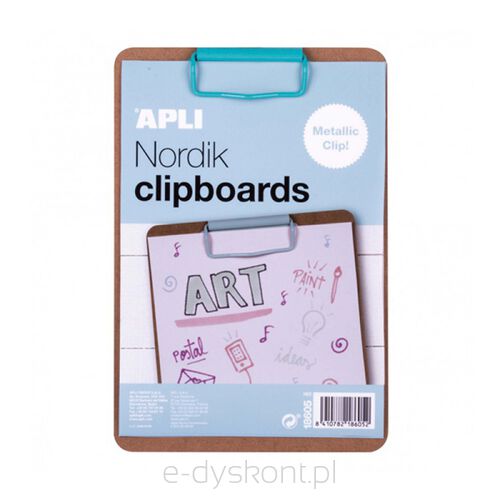 Clipboard Apli Nordik, Deska A5, Drewniana, Z Metalowym Klipsem, Pastelowy Niebieski