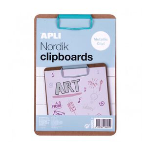 Clipboard Apli Nordik, Deska A5, Drewniana, Z Metalowym Klipsem, Pastelowy Niebieski