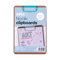 Clipboard Apli Nordik A5, drewniana, z metalowym klipsem, pastelowy niebieski