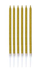Świeczki na tort Part Go, 16,5cm, 6 szt., złote