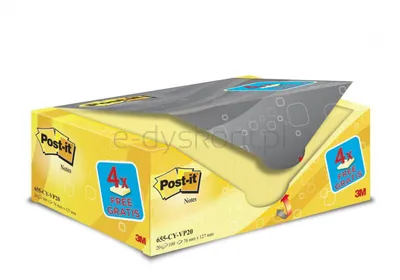 Karteczki Samoprzylepne Post-It® (655Cy-Vp20), 127X76Mm, (16+4)X100 Kart., Żółte, 4 Bloczki Gratis