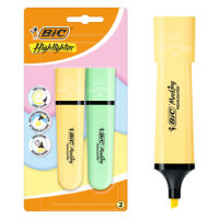 Bic Zakreślacz Flat żółty zielony pastel Blister 2szt