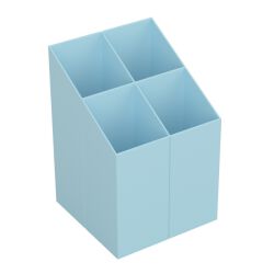 Ico Przybornik Na Biurko kwadratowy, plastikowy, 4 komory, pastelowy niebieski