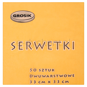 Grosik Serwetki Dwuwarstwowe Żółte 33 Cm X 33 Cm 50 Sztuk