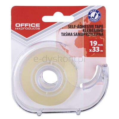 Office Products Taśma Biurowa 19Mm, 33M, Dyspenser, Transparentna