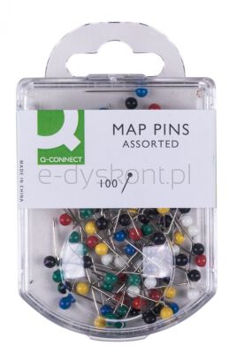Q-Connect Szpilki 4x20mm, w plastikowym pudełku, 100 szt., mix kolorów