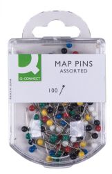 Q-Connect Szpilki 4x20mm, w plastikowym pudełku, 100 szt., mix kolorów