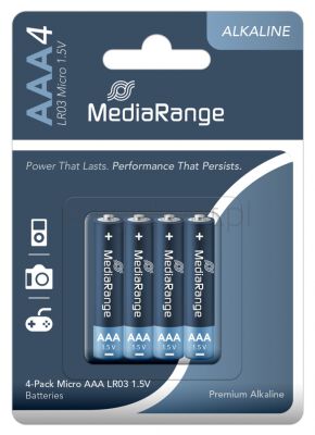 Mediarange Baterie alkaliczne Premium, Micro, LR03, 1,5V, blister, 4 szt.