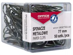 Office Products Spinacze metalowe, 77Mm, W Pudełku, 50Szt., Srebrne