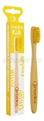 Szczoteczka do zębów bambusowa dla dzieci, miękka, żółta 14.5cm