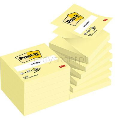 Post-It  Karteczki Samoprzylepne, Z-Notes76X76Mm, 1X100 Kart., Kanarkowy Żółty
