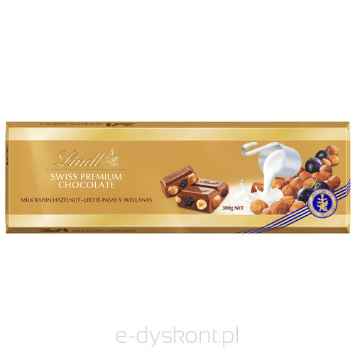 Lindt Swiss Premium Chocolate Milk Raisins Hazelnut 300G