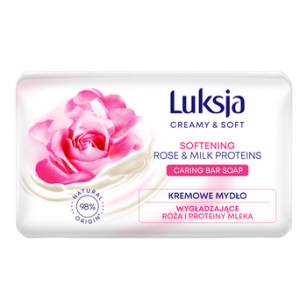 Luksja Creamy & Soft Kremowe mydło w kostce Róża i Proteiny mleka 90 g