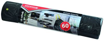 Office Products Worki na śmieci domowe z taśmą super mocne (LDPE), 60l, 10szt., czarne
