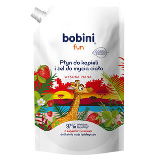 Bobini Fun Płyn Do Kąpieli I Żel Do Mycia Wysoka Piana O Zapachu Truskawek 500Ml Refill