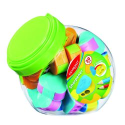 Keyroad Temperówka plastikowa Triangle, podwójna, z pojemnikiem, 30szt., w tubie, mix kolorów