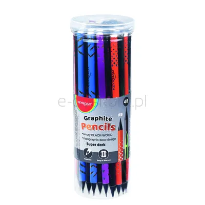 Keyroad Ołówek drewniany HB, okrągły, holograficzny, 48 szt., w tubie