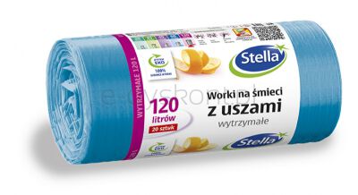 Stella Worki na śmieci z uszami, 120 l, 20 szt., niebieskie, niebieski