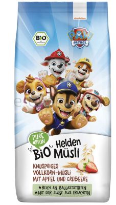 Pure & Fun Musli pełnoziarniste jabłko-truskawka BIO 375 g Psi Patrol