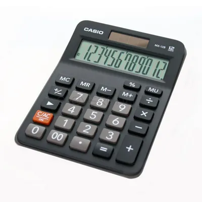 Casio Kalkulator Biurowy Mx-12B, 12-Cyfrowy,106,5X147Mm, Czarny