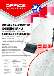 Office Products Okładki do bindowania karton, A4, 250gsm, skóropodobne, 100szt., białe 