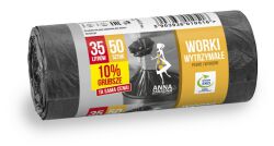 Anna Zaradna Worki na śmieci wytrzymałe, 10% grubsze, 35L 50 szt.