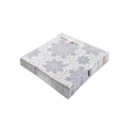 Tete A Tete Serwetki Snowflakes Silver 3-Warstwowe 33X33Cm Składane 1/4 20Szt. W Paczce