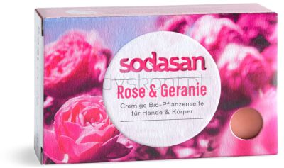 Sodasan Mydło w kostce róża & pelargonia BIO 100 g