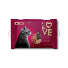 Zestaw My Love Pełnoporcjowa Karma W Saszetkach Dla Dorosłych Kotów Z Królikiem I Wołowiną 4 X 85 G
