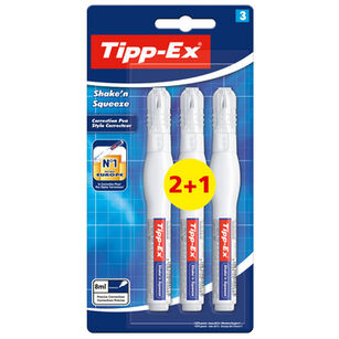 Tipp-Ex Shake'n Squeeze korektor w piórze blister 2+1 sztuka