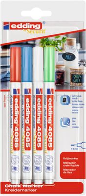 Marker kredowy e-4085 EDDING, 1-2 mm, blister, 4 szt., mix kolorów