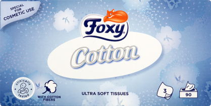 Foxy Cotton Chusteczki Ultra Miękkie 3 Warstwy 90 Sztuk