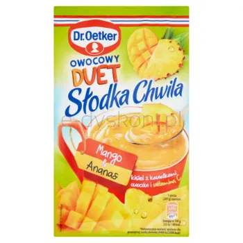 Dr.Oetker Słodka Chwila Owocowy Duet Mango  Ananas Kisiel Z Kawałkami Owoców 32 G