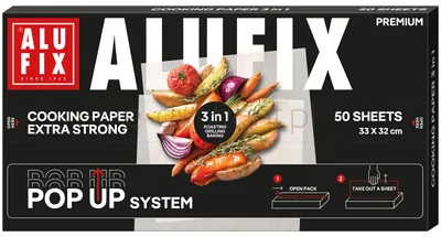 Papier do gotowania ALUFIX Pop-up, 3w1, 33x32cm, 50 arkuszy