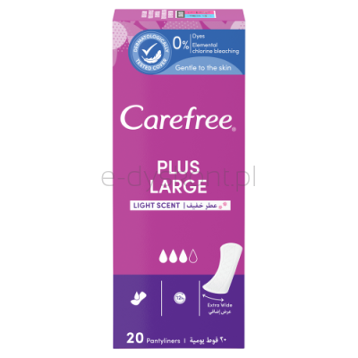 Carefree Wkładki Higieniczne Plus Large Light Scent  20 Szt.