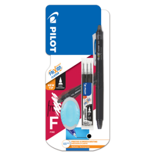 Pilot wymazywalny automatyczny długopis Frixion Clicker Synergy Point 0,5 czarny + wkłady czarne 3 sztuki + gumka