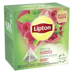 Lipton Herbata Zielona Aromatyzowana Malina Granat 20 Torebek
