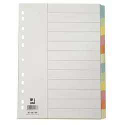 Q-Connect Przekładki karton, A4, 223x297mm, 12 kart, mix kolorów