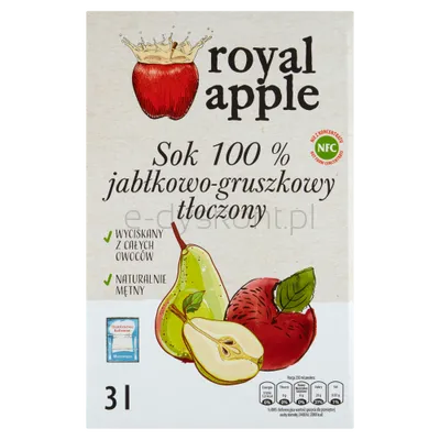 Royal Apple Sok Jabłkowo - Gruszkowy 3L Nfc Pasteryzowany