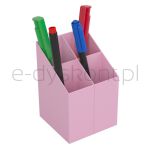 Ico Przybornik Na Biurko kwadratowy, plastikowy, 4 komory, pastelowy różowy - 2