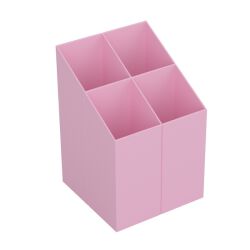 Ico Przybornik Na Biurko kwadratowy, plastikowy, 4 komory, pastelowy różowy