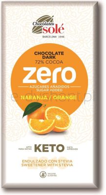 Sole Czekolada Gorzka 72% Kakao Bez Dodatku Cukru Z Pomarańczą Ze Stewią Keto 100 G