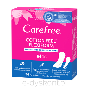 Carefree Wkładki Higieniczne Cotton Flexiform Unscented  56 Szt.