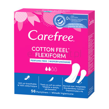 Carefree Wkładki Higieniczne Cotton Flexiform Unscented  56 Szt.