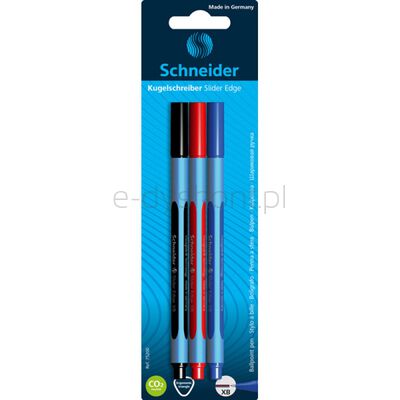 Schneider Długopis Slider Edge, XB 1,4mm, 3 szt., blister, mix kolorów